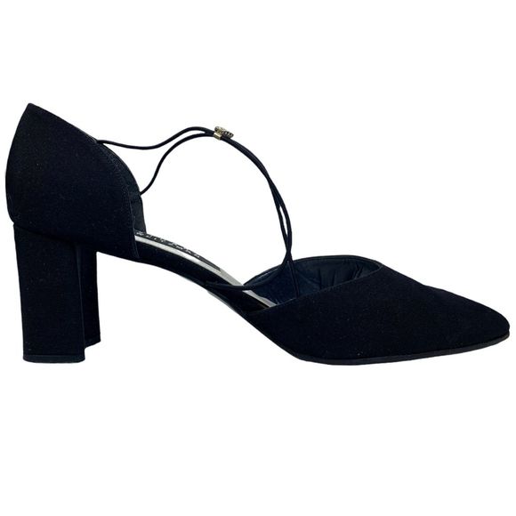 Stuart Weitzman Shoes - Vintage Stuart Weitzman Black Crystal Embellished D'orsay Style Guipure Heels